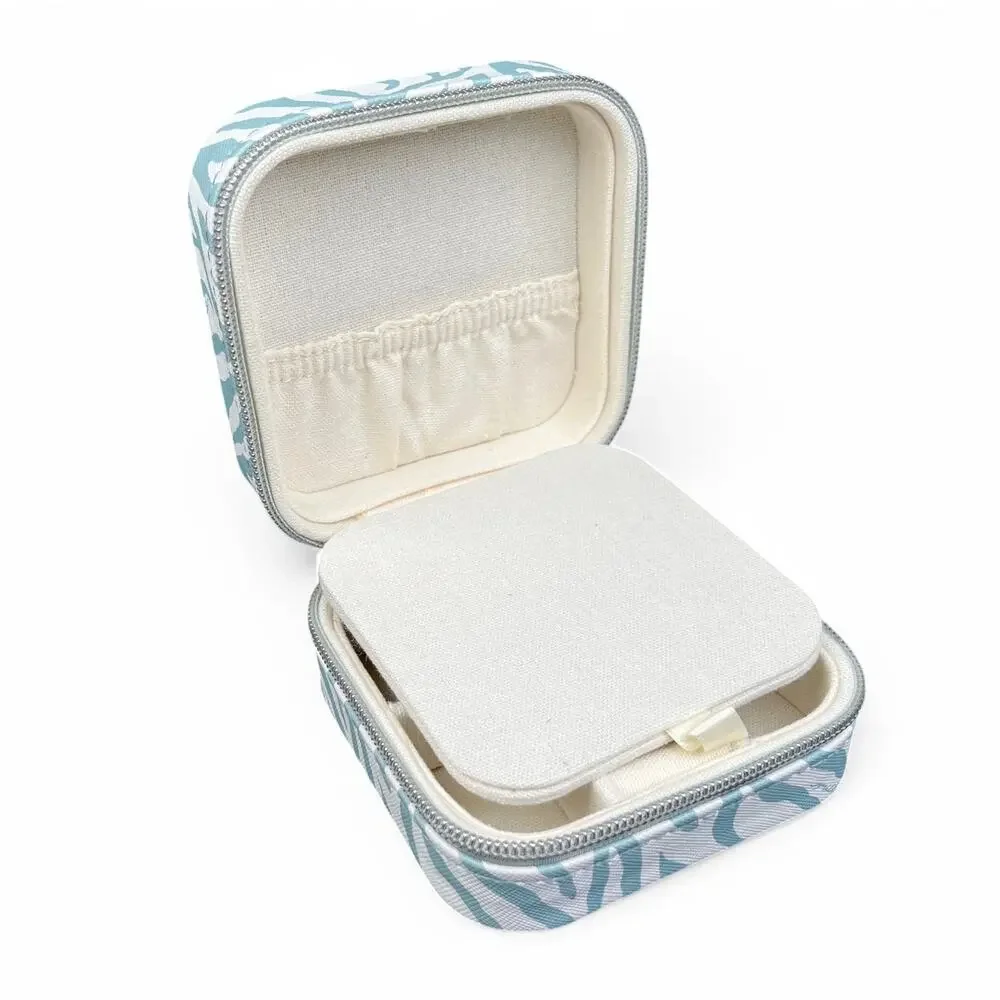 Milly Traveling Jewelry Case Zebra Animal Print Blue White